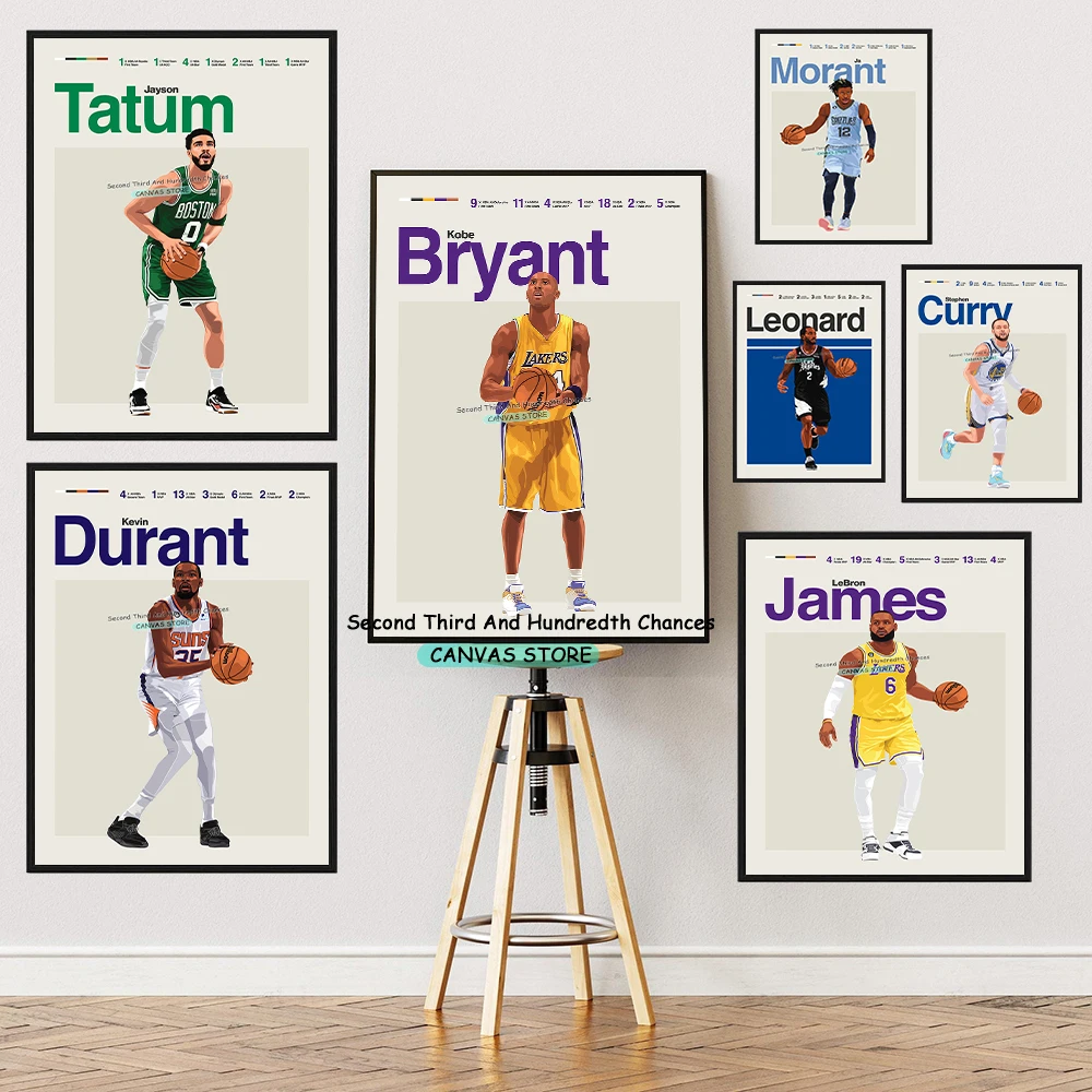Tatum Durant Morant Johnson Bird Famous Basketball Athlete Poster Basketball Icons Wall Art Decor Canvas Painting Wall Pictures