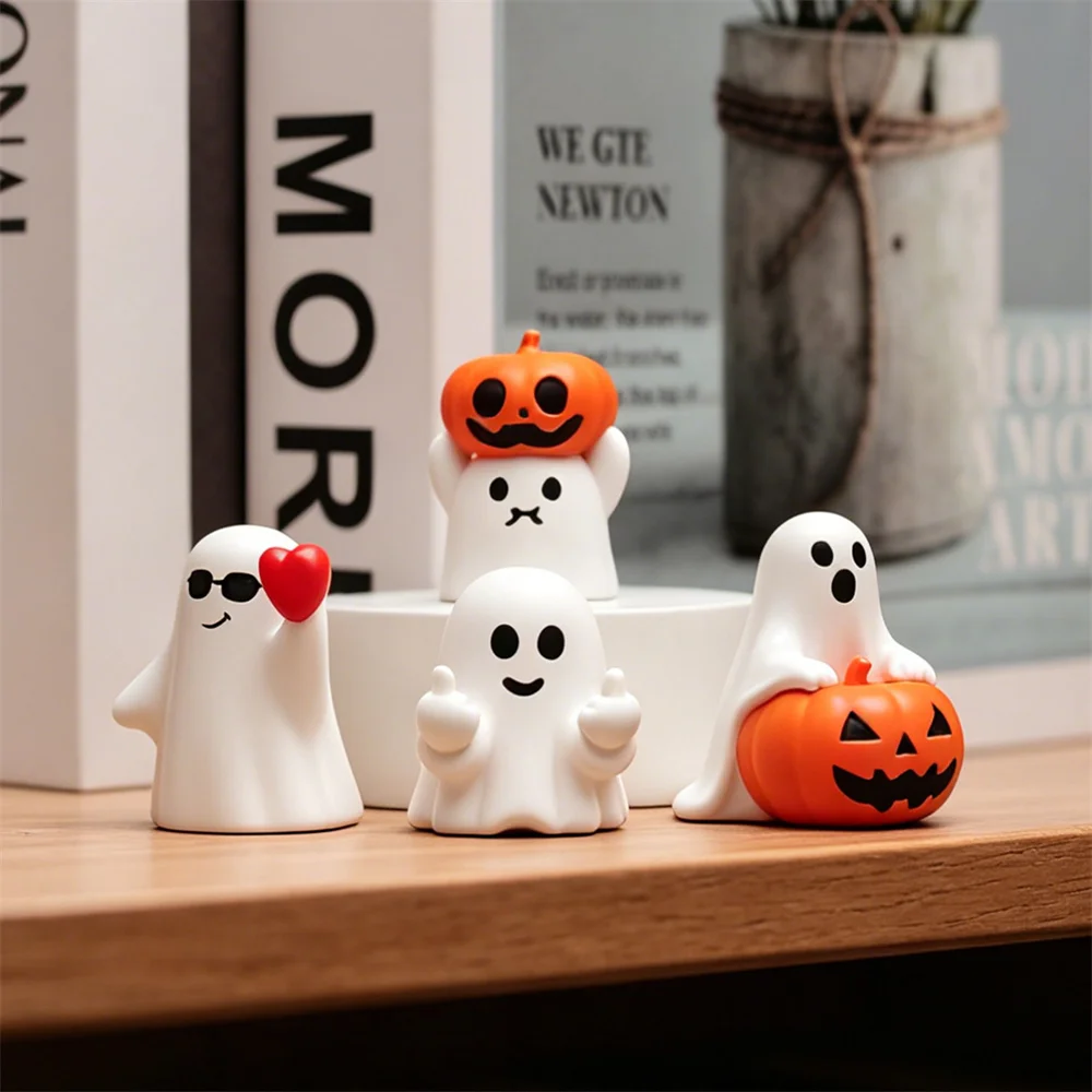 3D Figure Mini Ghost Pumpkin Elf Figurines Model Cute Ornaments Miniature Figure Doll Desktop Auto Decor Creative Gifts Crafts