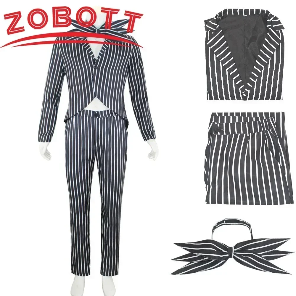 جاك سكيلينجتون أزياء تنكرية لفيلم الكابوس كوسبلاي قبل عيد الميلاد مخطط علوي بانت زي حفلة الهالوين