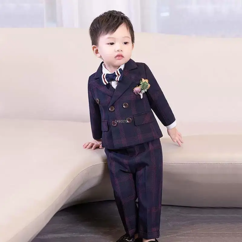 Newborn Baby Boys 1 Year Birthday Suit Kids Purple Beautiful Photograph Suit Children Formal Wedding Performance Party Dress