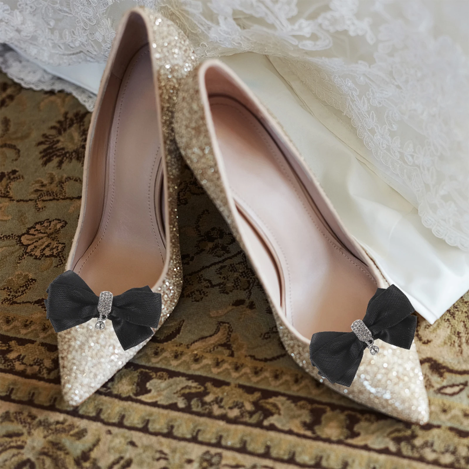 

1 Pair Decorative Bowknot Shoe Clip Rhinestone Elegant Women High Heel Charm Wedding Party Accessories Reusable Ornament For