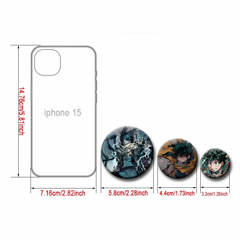 New Cartoon Manga My Heroes Academy Brooch Anime Izuku Midoriya Ochako Shoto Round Badge Enamel Pin for Bag Clothing Accessories