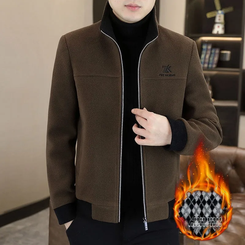 

Thiened Fce ort Casual Jaet Winter New Sle Men's Cleanfit Knitted Sweater PU Material Thin Sle for Inner Wear