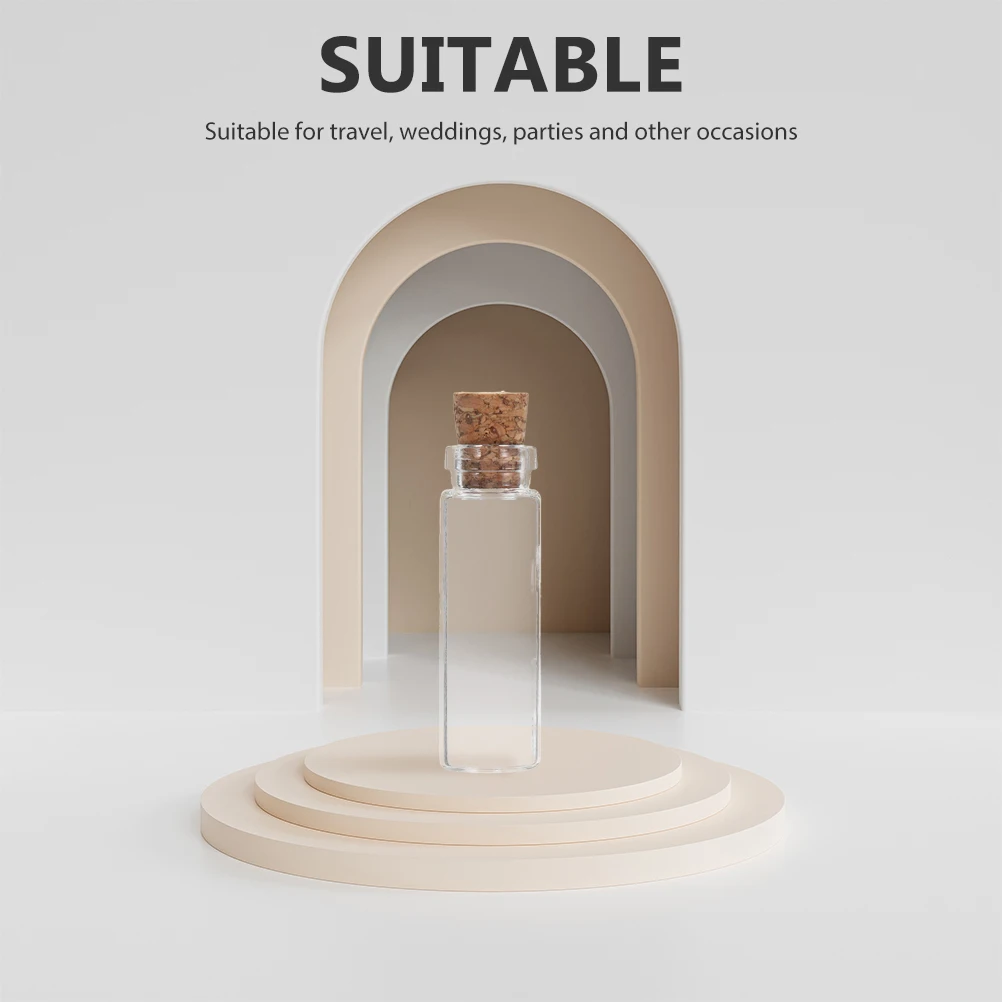 

100pcs Mini Glass Bottles With Cork 2Ml Tiny Wishing Vials Waterproof Storage Containers For Diy Crafts Wedding Party