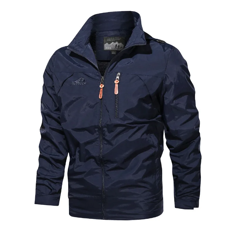 Men's Long-sleeve Jackets for Spring and Fall; Outdoor Windproof/waterproof Hooded Coat, Available in Blue, Green, Black, Khaki.