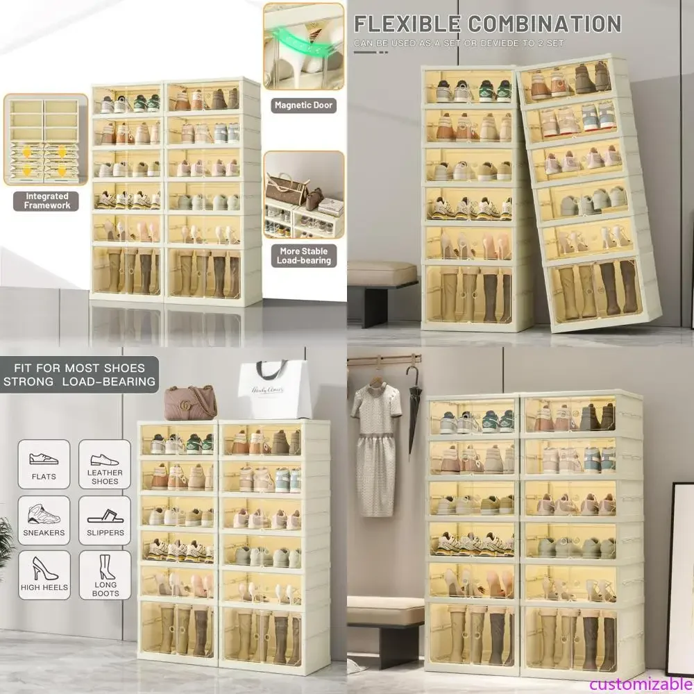 

Складная подставка для хранения 24 пар обуви на колесиках для шкафа и прихожей