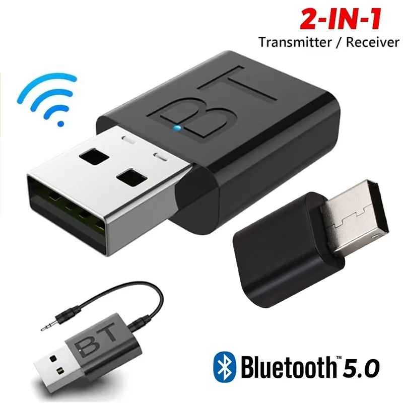 2 In 1 USB Bluetooth Receiver 3.5mm Bluetooth 5.0 Transmitter Audio Adapter For Car Music TV PC Laptop Converter Plug and Play