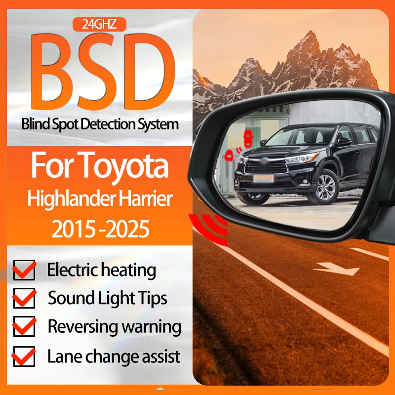 Car Mirror For Toyota Highlander 2015-2025 BSD BSM BSA Lane Change Assist Blind Spot Detection System Radar Detector For Cars