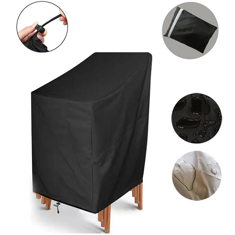 

1PC Stacked Chair Dust Cover Outdoor Garden Patio Furniture Protector Cover Waterproof Dustproof Chaircover Rain CoverChair Sofa