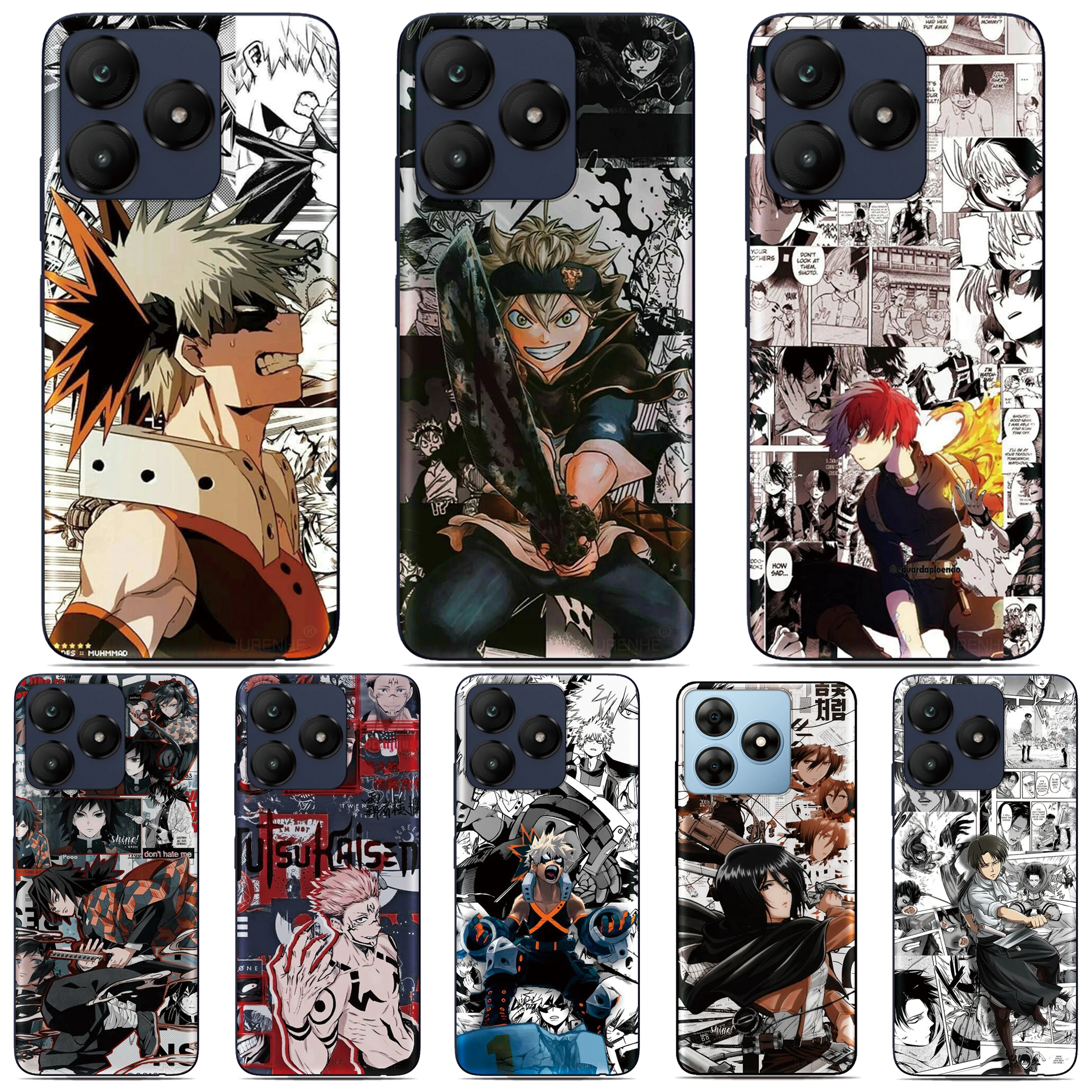 

Japanese Anime Phone Case For Xiaomi Poco C40 F4 M4 M5 Mi A2 6X Redmi 10C 12C 4G 10A K60 Note 12 Pro Plus 5G 11 10A Back Cover