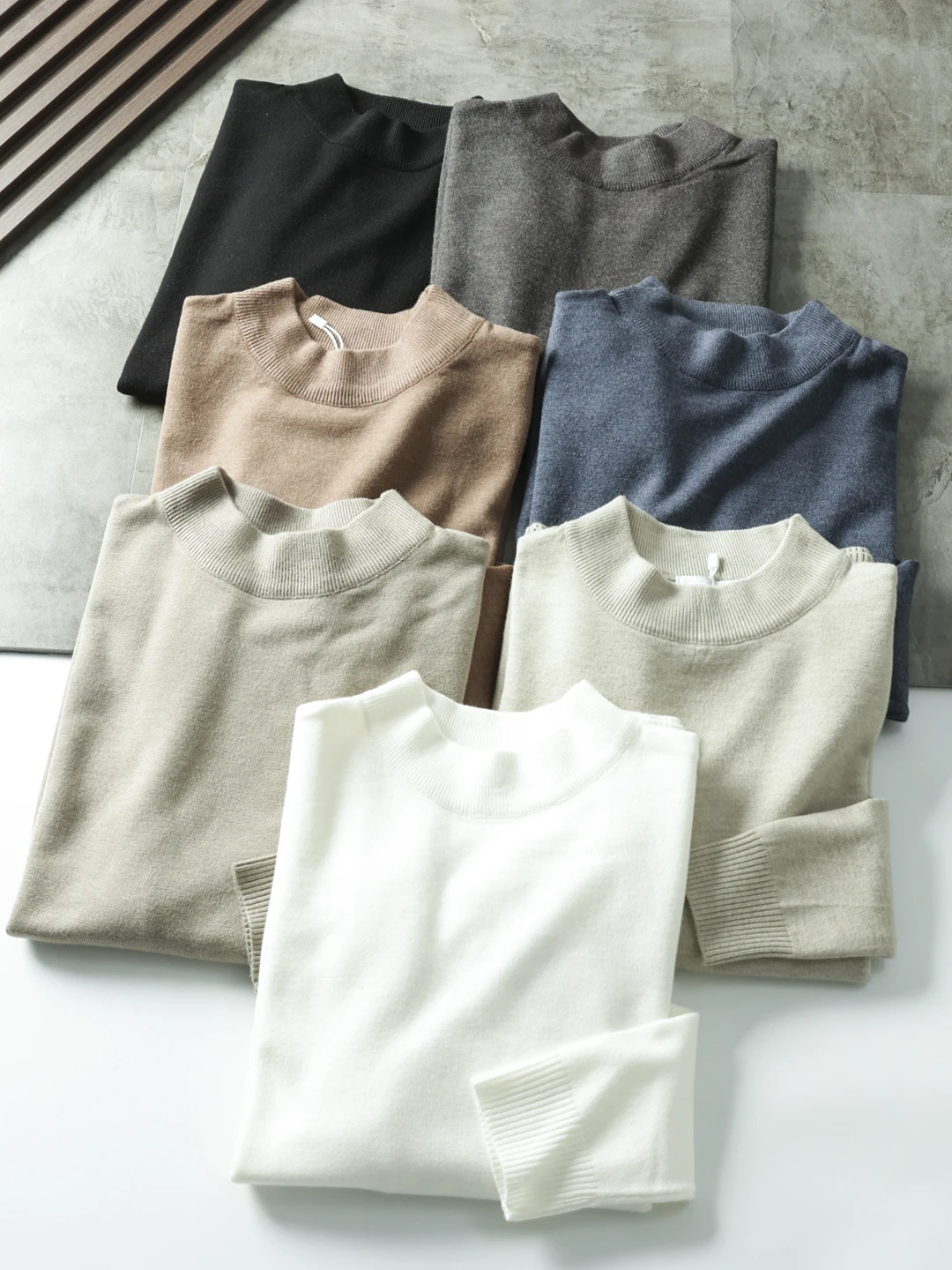 

Comfortable Warm Knitted Sweater Casual Versatile Men's Autumn Winter f High Collar Long Sve Color Commute Wear