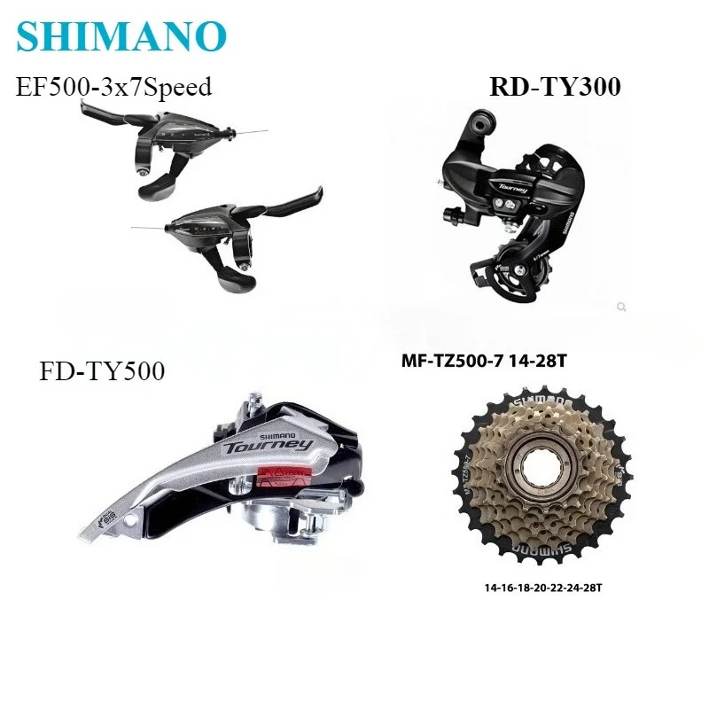 

SHIMANO Tourney 3x7 Speed Groupset include EF500 TY300 Rear Derailleur TZ500 Cassette 28T 34T