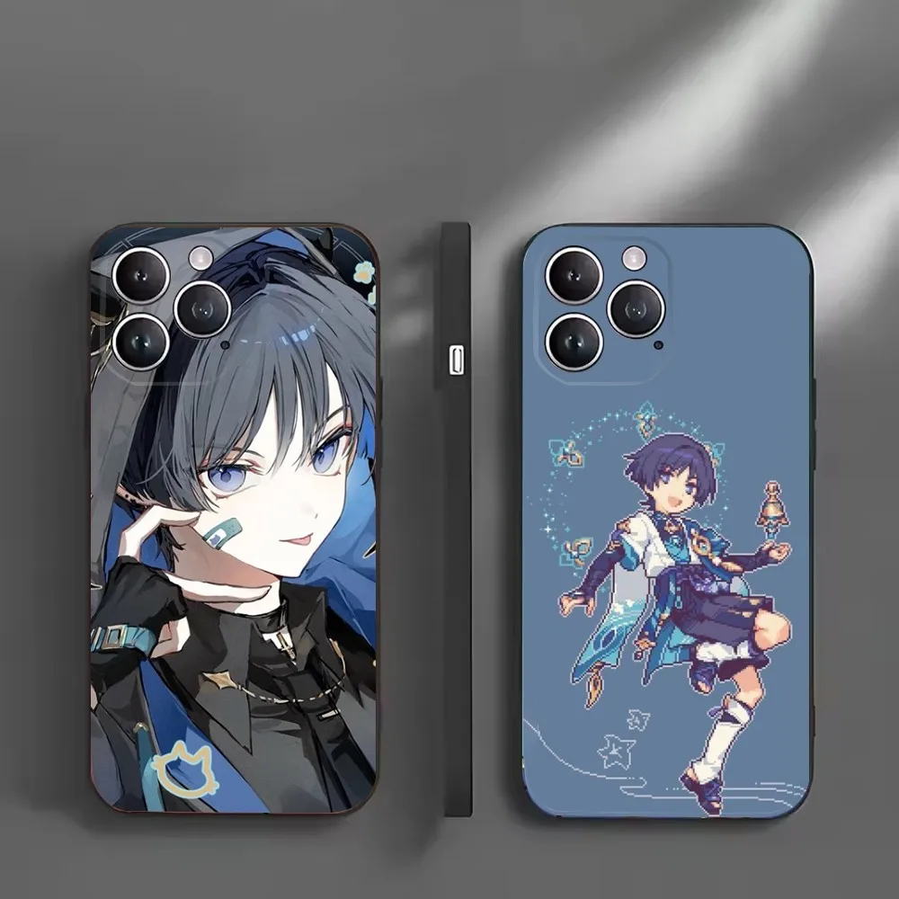 

Scaramouche Genshin Impact Phone Case For iPhone16,15,14,13,12 Mini 11 Pro XR,X,XS,MAX 7,8 Plus Silicone Cover Soft Black