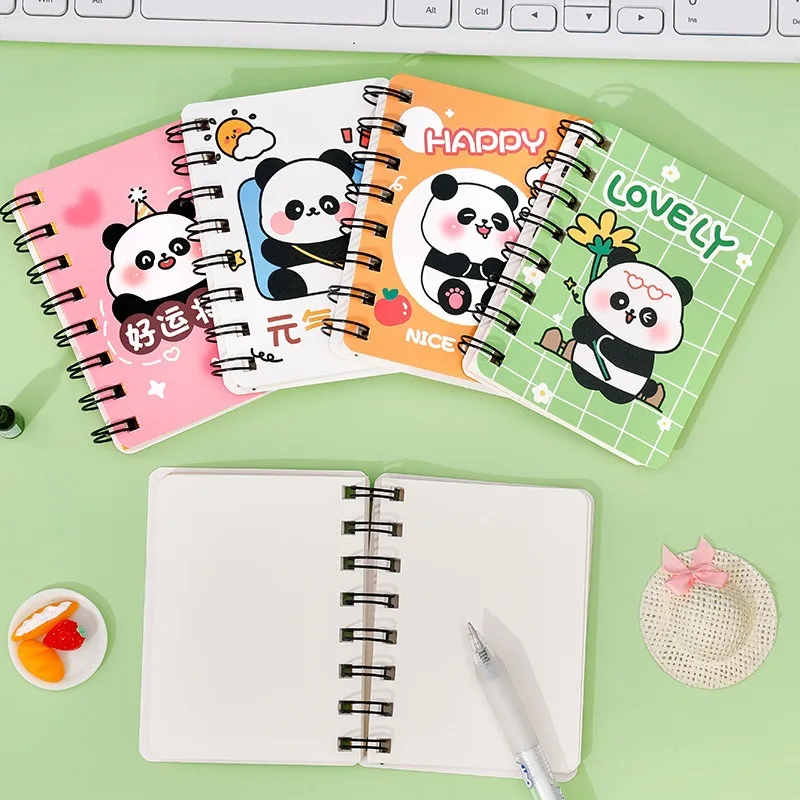 Portable A7 Panda Mini Spiral Notebook Cute Flip Notepad for Elementary Students Classroom Supplies Gift