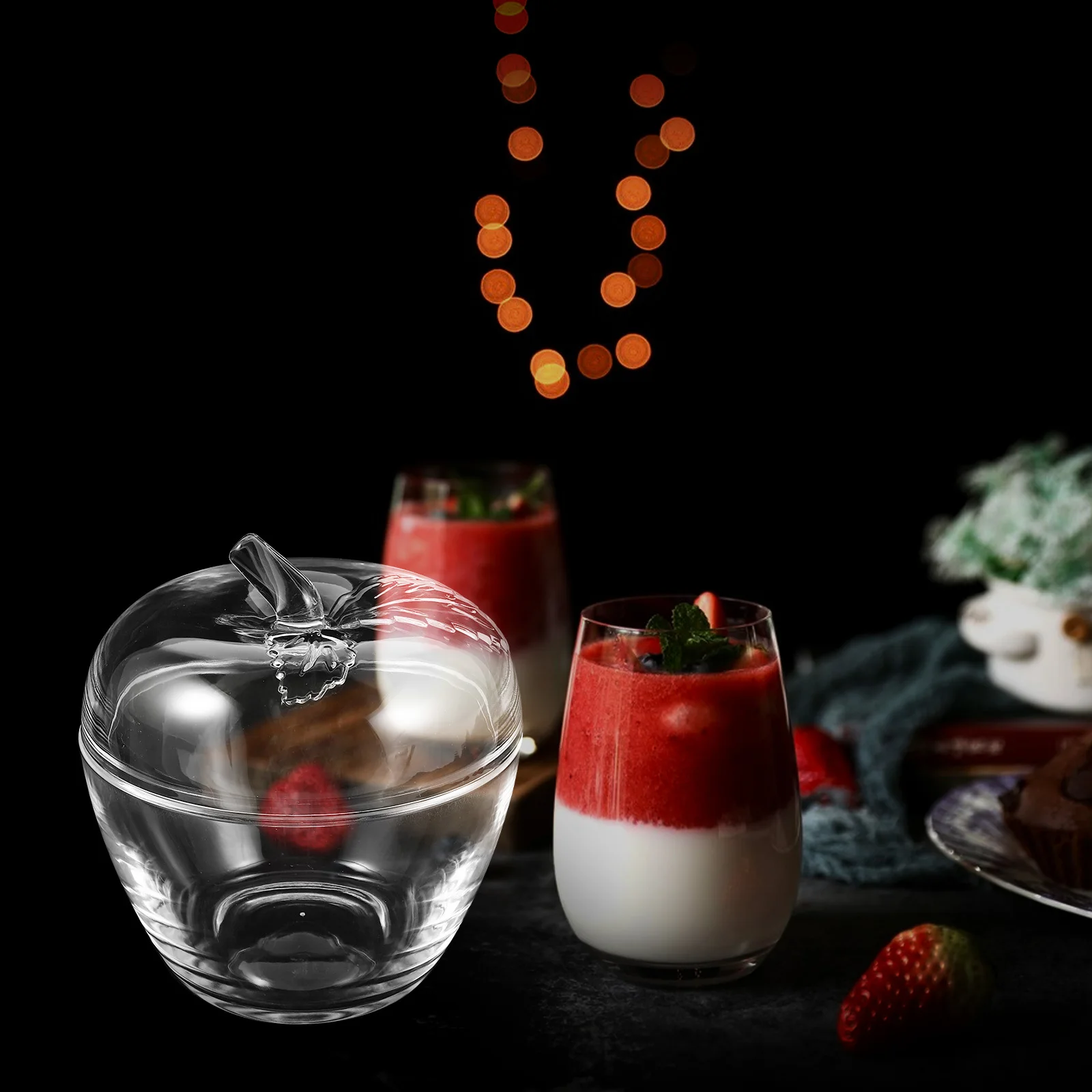 

Fruit Shaped Candy Box Small Clear Plastic Container with Lid Holiday Party Favor Jar Christmas Eve Storage Box Wedding Favor