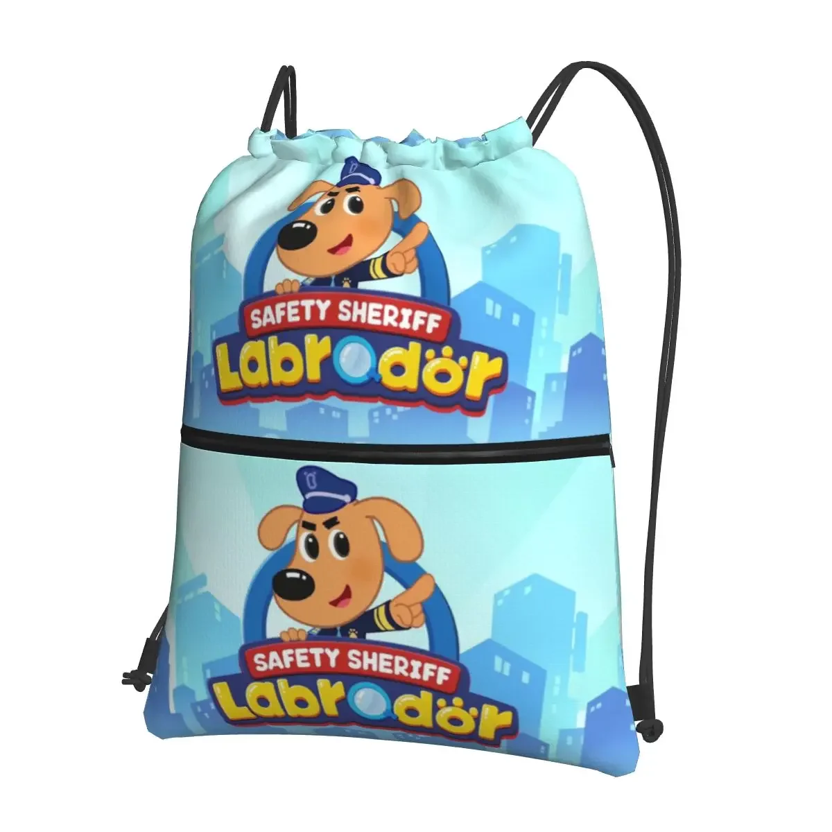 

Sheriff Labrador Portable Backpacks Drawstring Bag Multi-function Drawstring Bundle Pocket Storage Bags For School Students