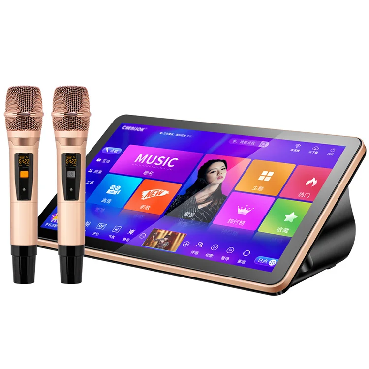 Portable Professional Karaoke Machine songs Orga Family Songs 22 Touch Screen 2 Wireless Microphones