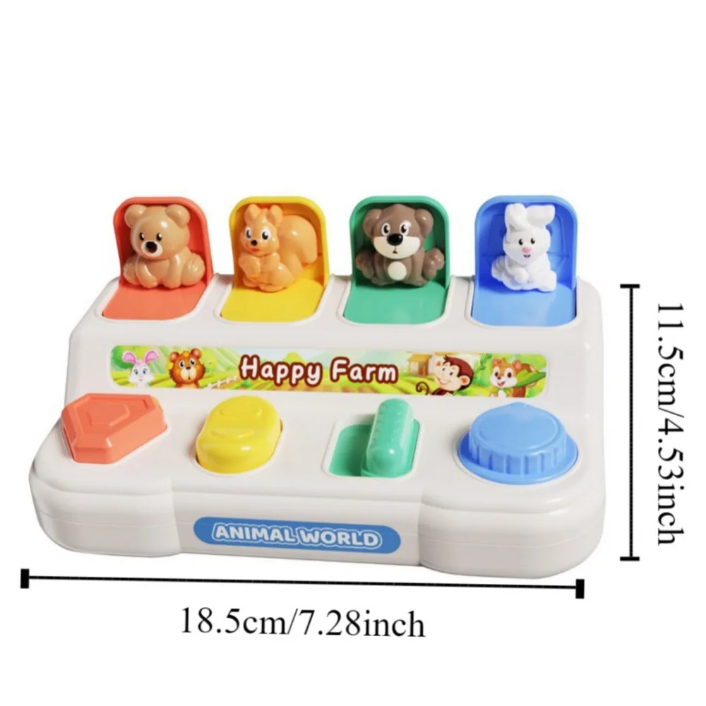 Montessori Peekaboo Switch Box Button Cartoon Animals Interactive Animal Toy Box ABS Giraffe Pop-up Animals Toy Children