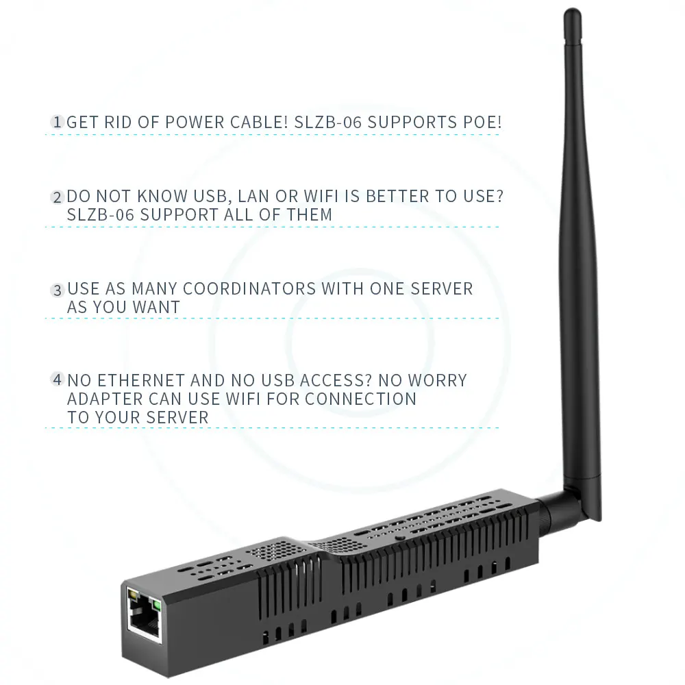 SMLIGHT SLZB-06 Zigbee 3.0 do bramki Ethernet WiFi, USB, koordynator z PoE, współpracuje z Zigbee2MQTT, Home Assistant, ZHA