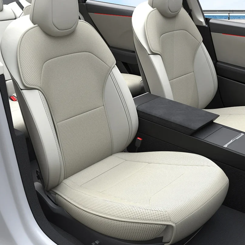 

For Tesla ModelY Juniper 2025 PU Seat Cushion Ventilation Comfortable, Four Seasons Universal Split Single Sitting Back row Set