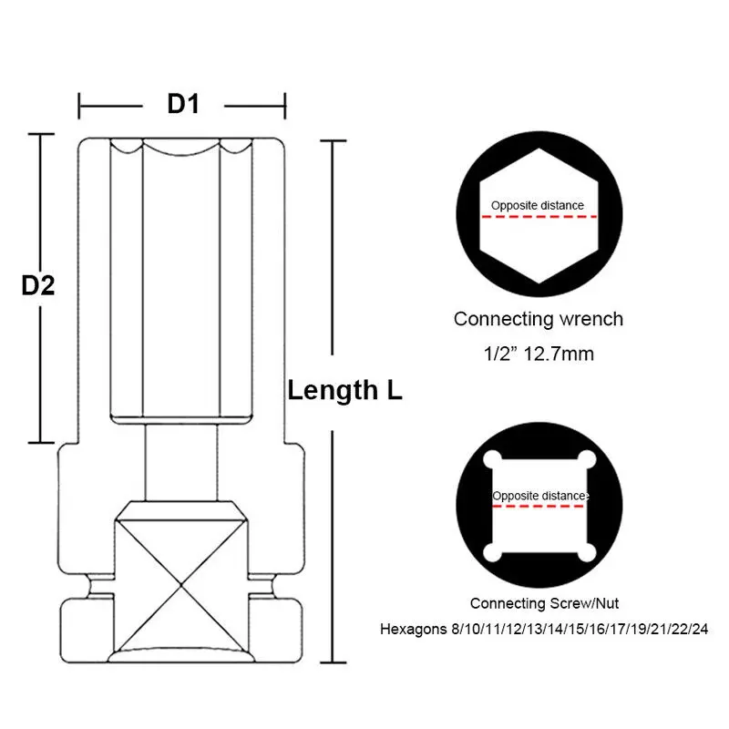 Chiave a bussola pneumatica testa strumenti per la rimozione dei pneumatici 10pcs 1/2 \