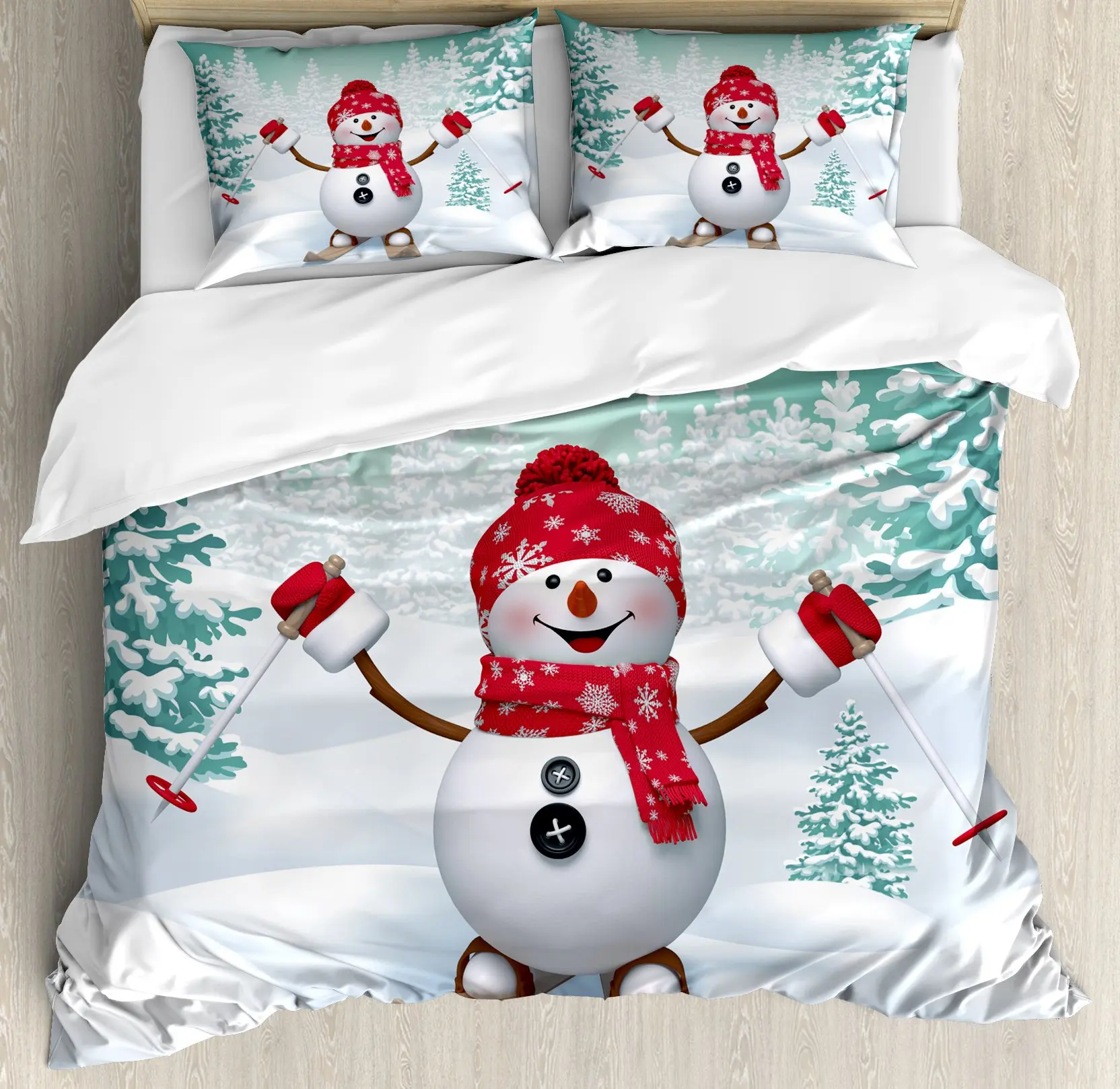 

Snow Christmas Duvet Cover Set, Decorative 3 Piece Bedding Set With 2 Pillow Shams, Single King Queen Twin Size Bed Collection