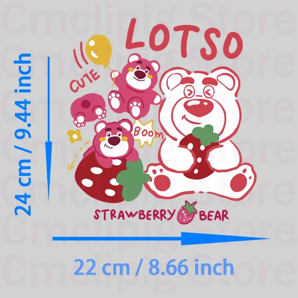 Funny Cartoon Lotso Bear Iron on patches DIY Sewing for children vinyl stickers stripes appliques