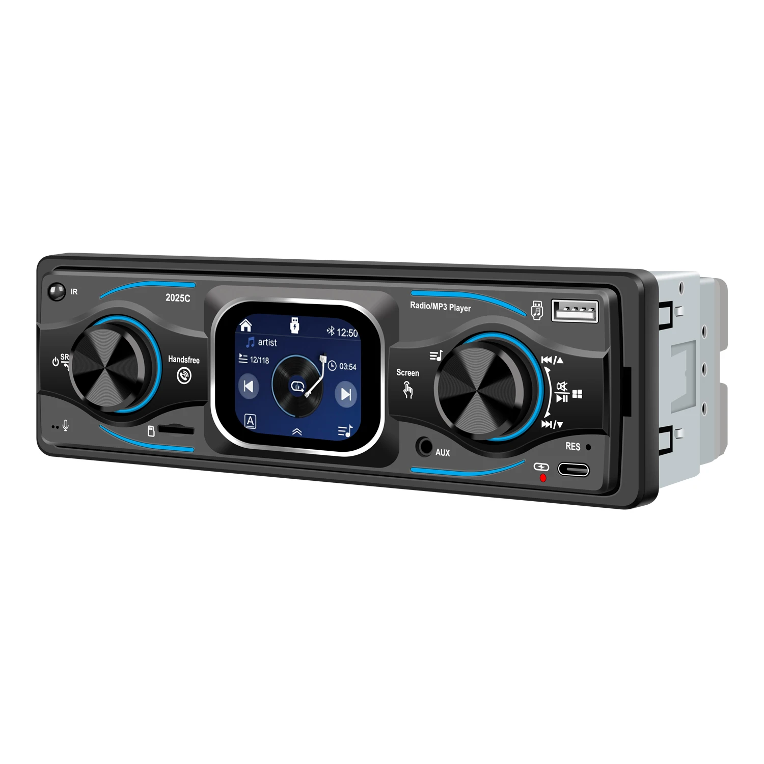ESSGOO Single 1 Din Universal MP3 FM Player Car Stereo Radio Bluetooth 6.0 Handsfree USB/AUX with DAB+ 7 color Remote Control