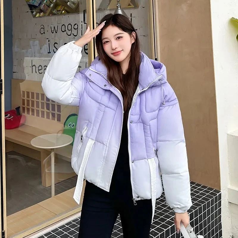 The New Winter Gradient Versatile Stylish Hooded Cotton-padded Jacket Bestseller Dopamine Sweet Coat Fashion Warm Comfortable