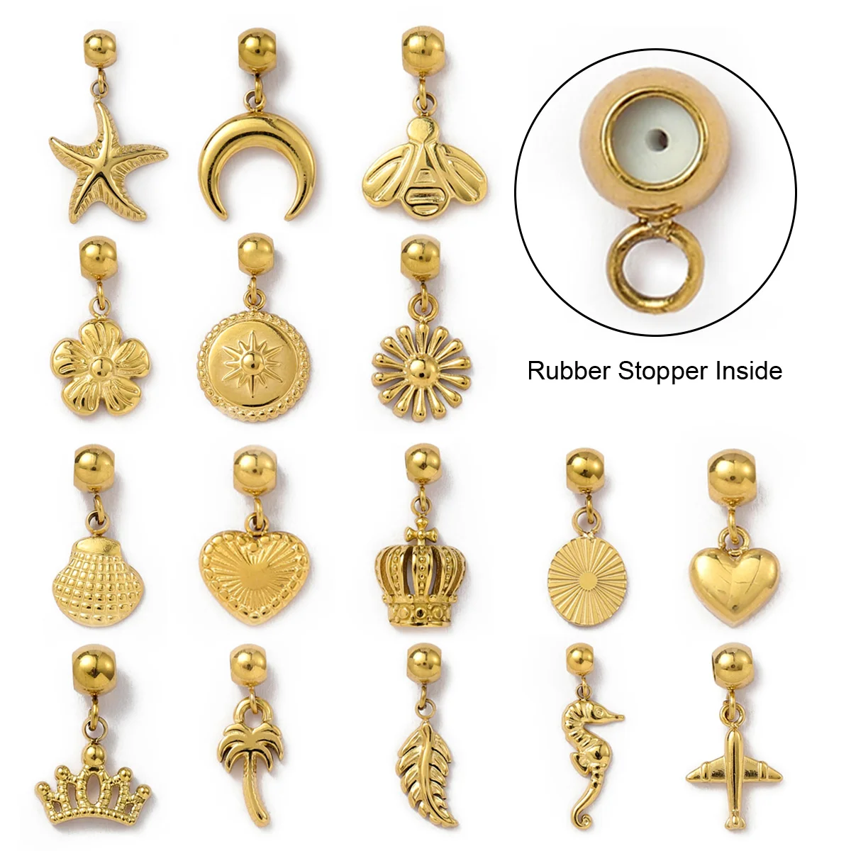 3Pcs/Lot Dasiy Life Tree Heart Stainless Steel Diy Stopper Charms Palm Cross Seahorse Women Bracelet Necklace Pendant jewelry