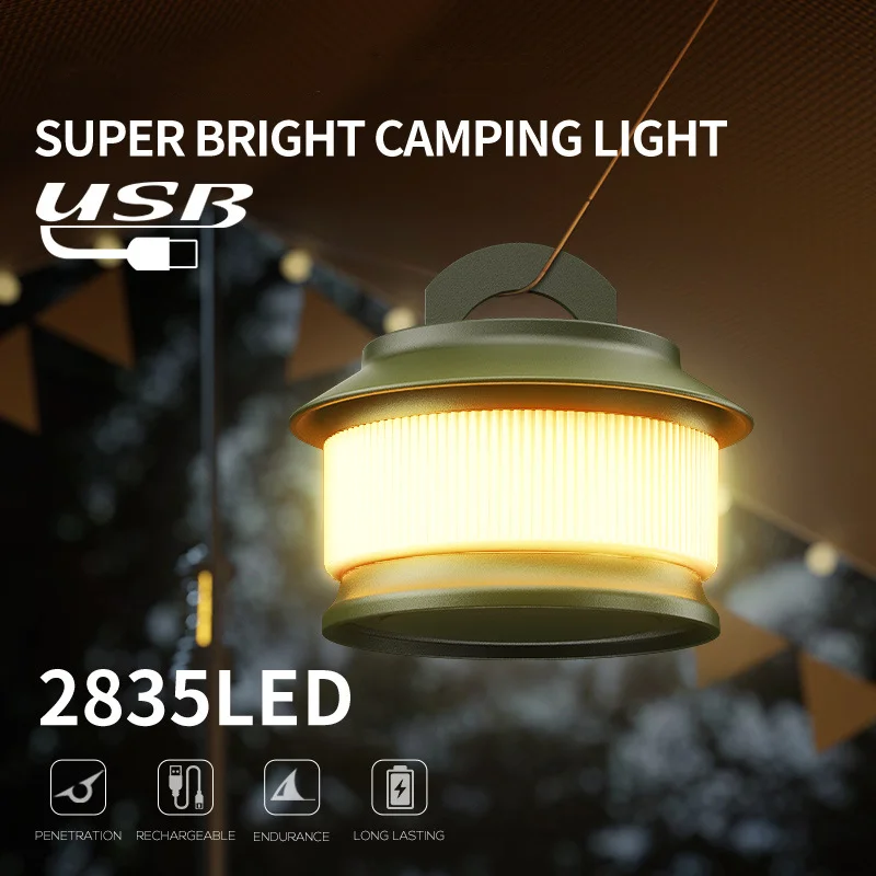 

USB Rechargeable Camping Lamp Length Waterproof Recyclable Lights String Outdoor Tent Garden Yard Decor Atmosphere Lighting