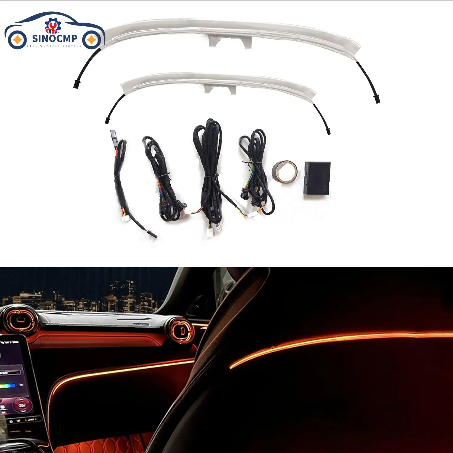 

SINOCMP 1Set 64 Colors Seat Back Ambient Light For Mercedes Benz C Class W206 2022 Automotive Interior Accessories