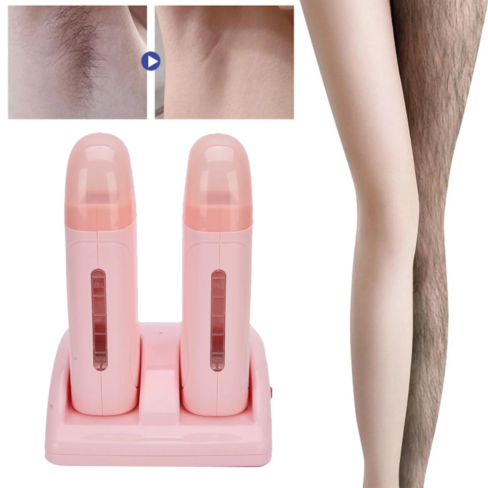 

ZK40 Hair Removal Wax Heater Professional Double Wax Heaters Hair Removal Wax Machine Pink220V EU Plug