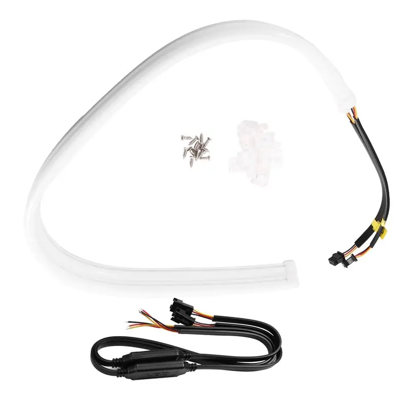M49K-Sequential LED 60CM Super Bright Flexible Daytime Running DRL Strip Tube Switchback Headlight White + Yellow