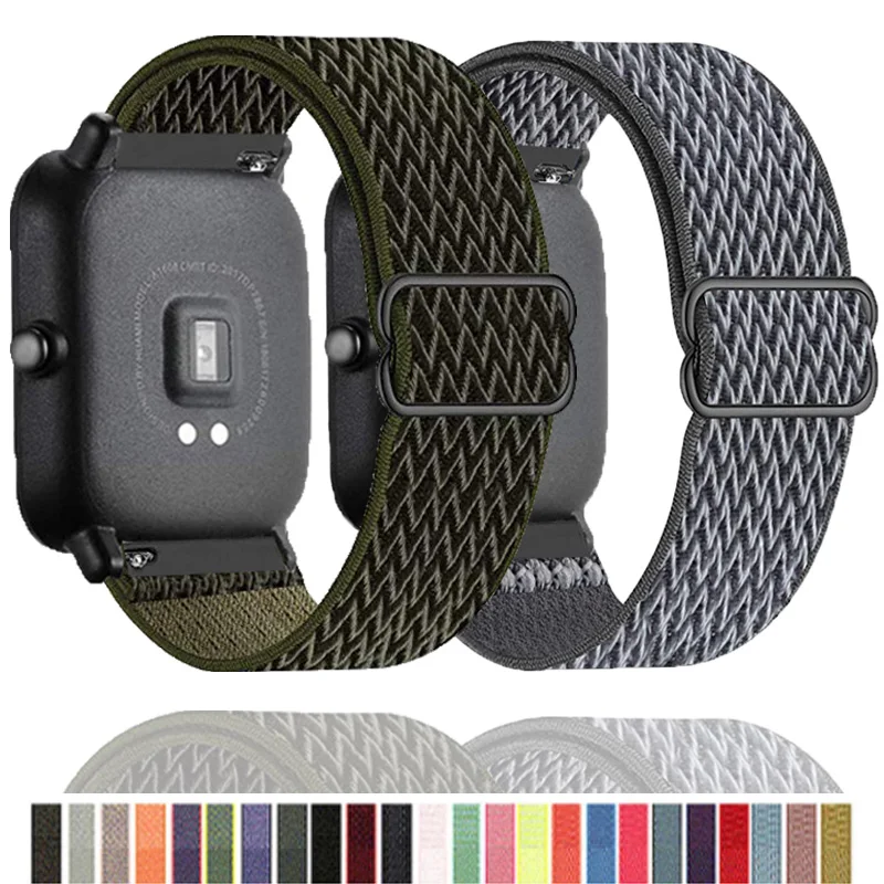 

20mm 22mm Elastic Nylon Loop Band for GTS/2/2e/3/GTS2 Mini/GTR/3/Pro/GTR2/47mm/42mm Adjustable Belt Bracelet Amazfit Bip Strap