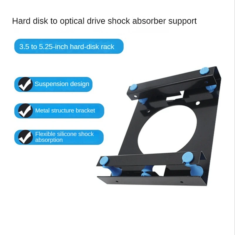 Logam hitam Shock-Proof 3.5 inci Hard Disk ke 5.25 inci DVD ROM Bay Mounting Adapter