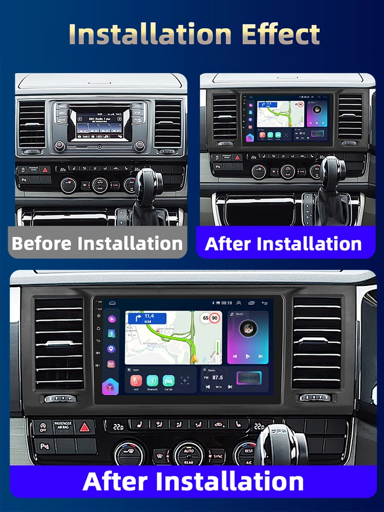 Podofo 4G CarPlay Android Radio For VW Caravelle 6 T6 2015-2020 Car Intelligent System 2din GPS Stereo Unit Multimedia Player