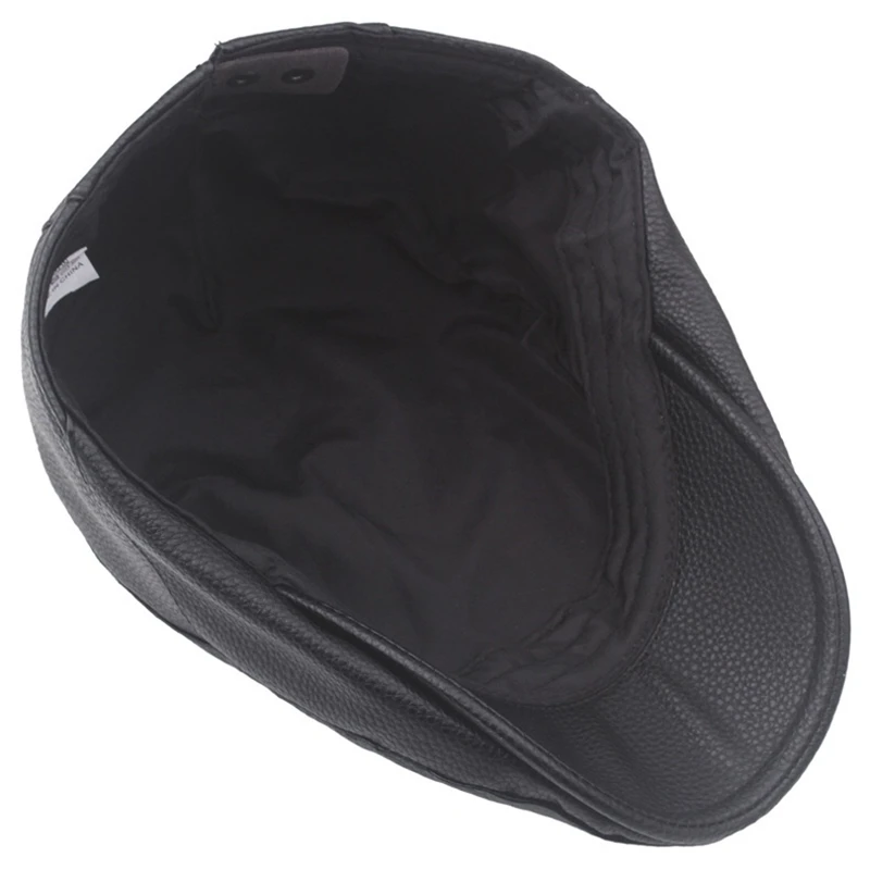 New Cold Weather Mens Caps Solid Faux Leather Berets Hats Outdoor Gorro Hombre Driving Ivy Hat Soft Warm Newsboy Cap For Dad