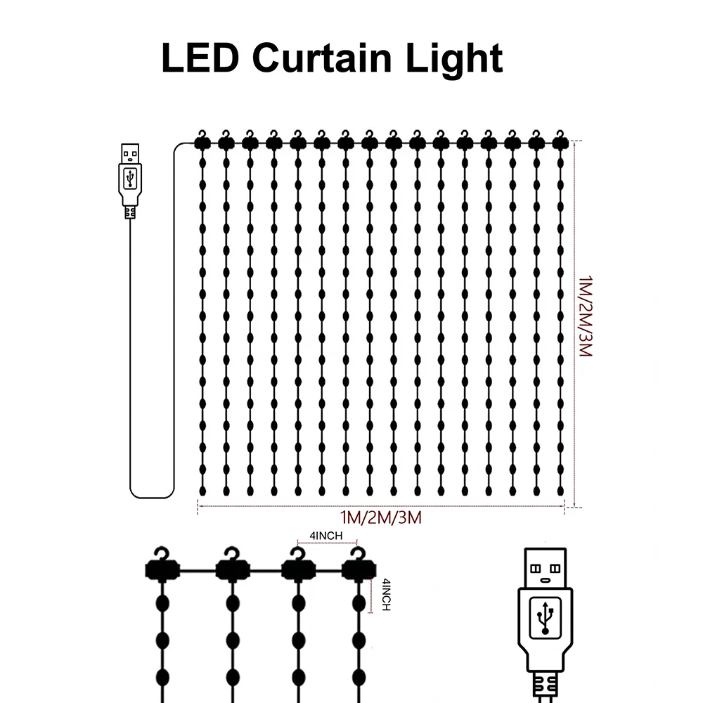 Bright Smart Curtain Lights, 400LED Color Changing Halloween Christmas Lights with Remote & APP, Dynamic DIY Fairy String Lights