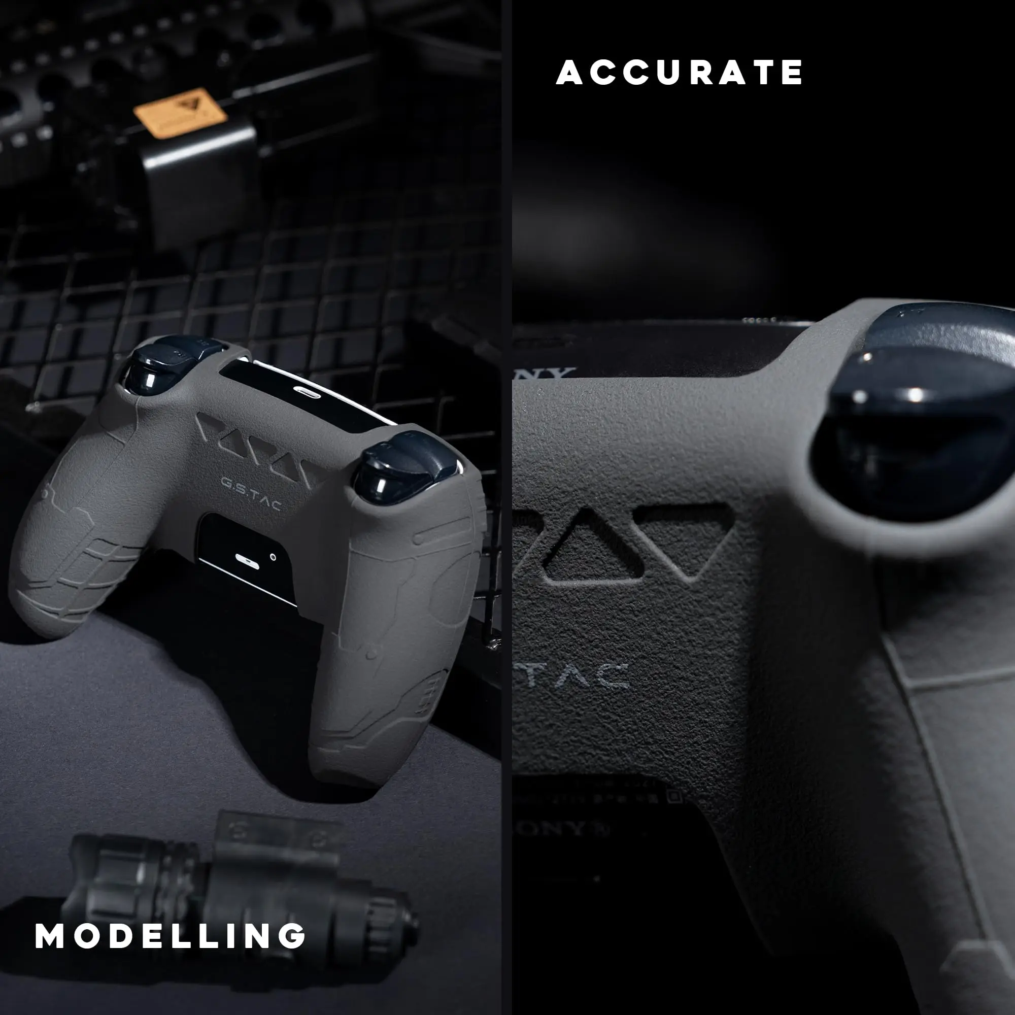 GeekShare Black Controller Skin Set for PS5 Wireless Controller,Protective Cover Skin with 2 Thumb Grip Caps and 2 Stickers