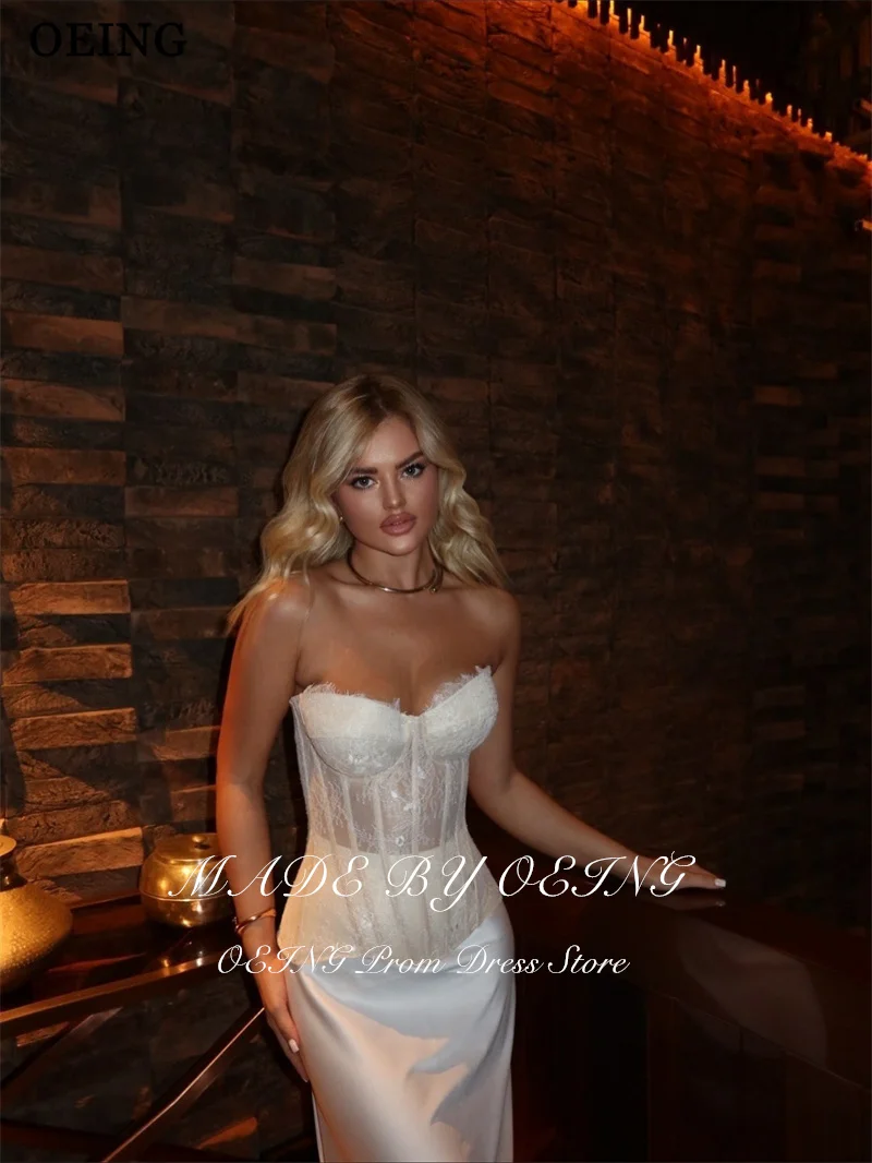 BOEING Eenvoudige zeemeermin galajurken Sweetheart mouwloze illusie satijnen feestjurken theelengte avondjurk op maat