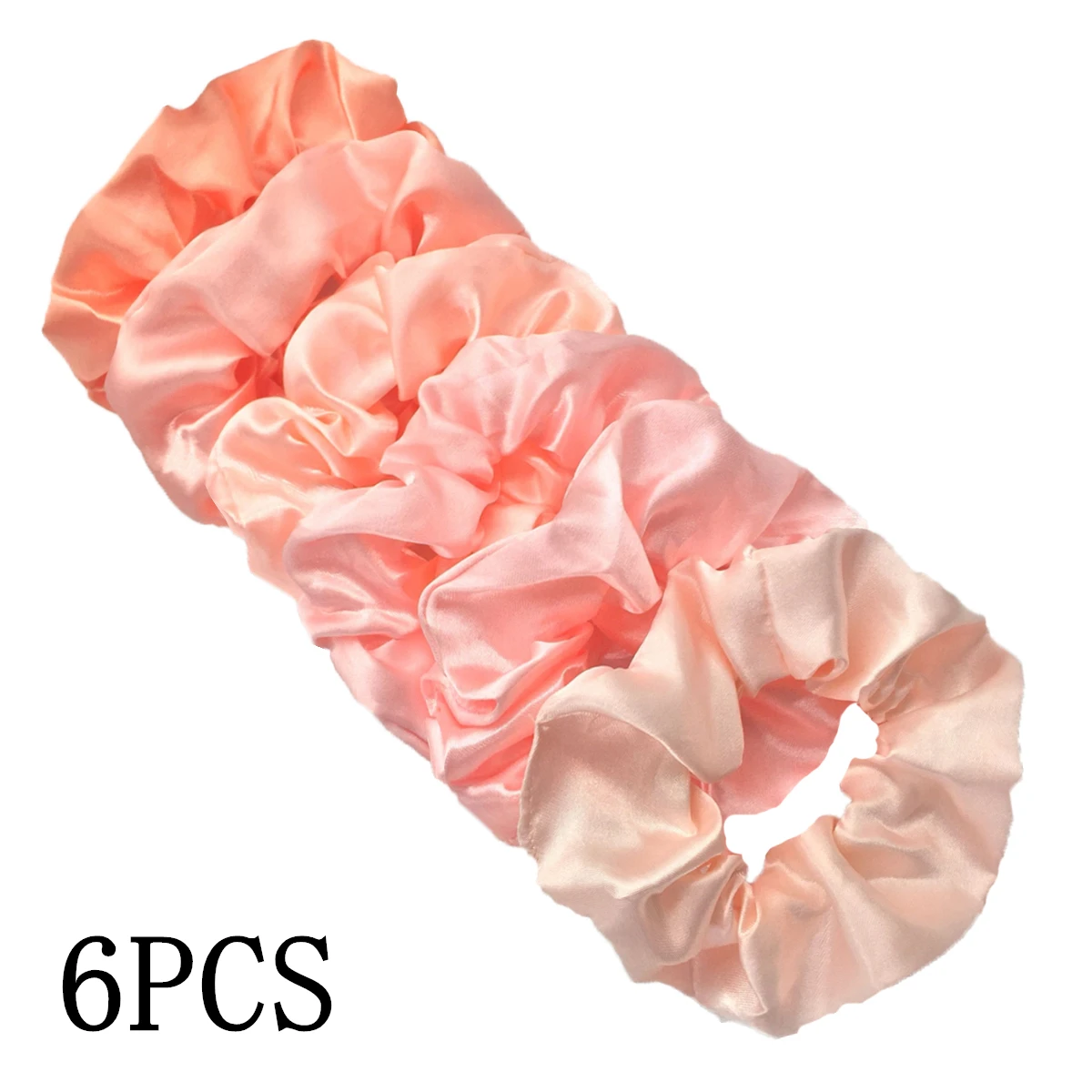 6 stks/partij Haar Scrunchies Bands Scrunchy Ties Touwen Paardenstaart Houder voor Vrouwen of Meisjes Accessoires Satijnen Hoofddeksels Effen 100 Kleur