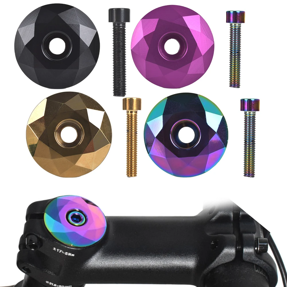 

2PCS Bicycle Headset Top Cover With Bolts 1 1/8 Inch Bicycle Rainbow Aluminum Alloy CNC Cover For 28.6MM M6x30MM