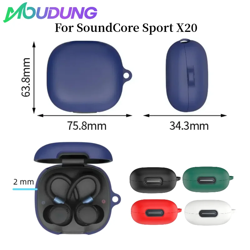 Earphone Silicone Protective Cover Suitable For SoundCore Sport X20 Anti-drop Scratch-proof / Dust-proof Earphone Charging Case，