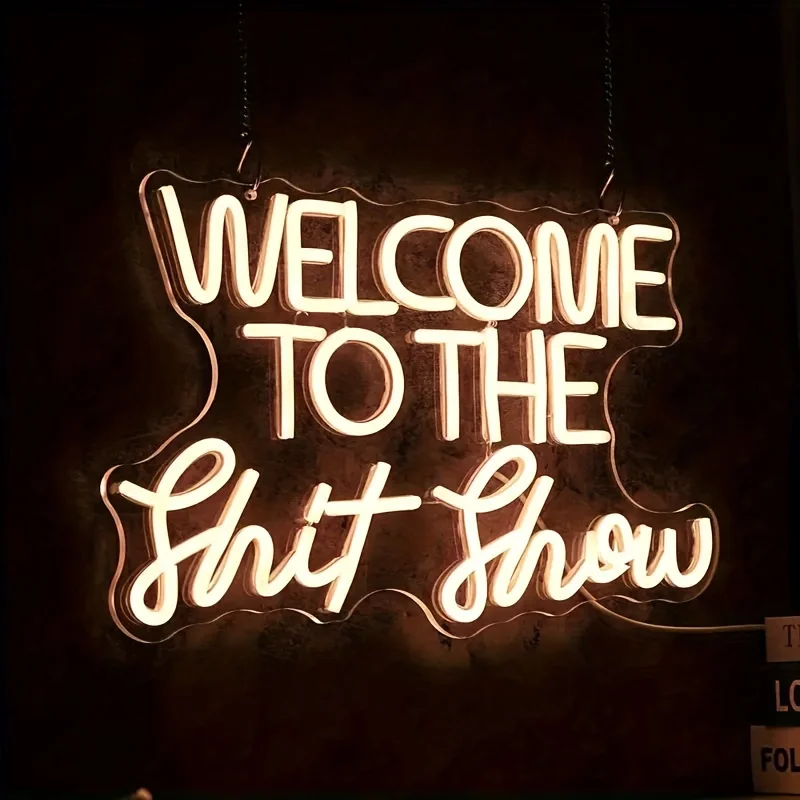 Welcome To The Expo Neon Sign, Dimmable LED Letter Slogan Light with Wall Decoration for Bedroom, Club, Birthday Party, Bar