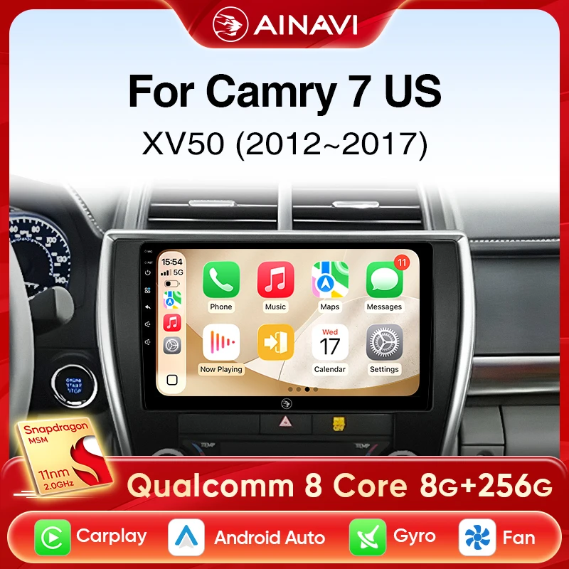 

Автомобильный радиоприемник Ainavi Android для Toyota Camry 7 XV 50 55 версия США 2012-2017 мультимедийный плеер Carplay стерео 48EQ GPS DSP Din