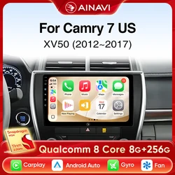 Ainavi Radio de coche Android Auto para Toyota Camry 7 XV 50 55 versión estadounidense 2012-2017 reproductor Multimedia Carplay estéreo 48EQ GPS DSP Din
