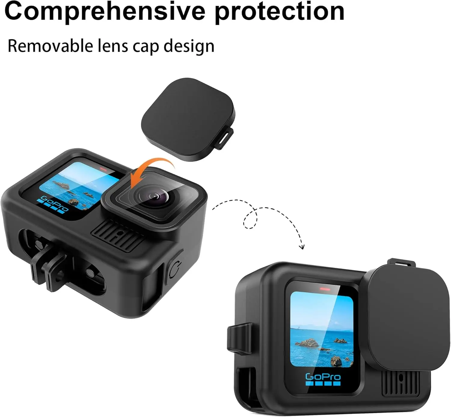 غطاء حماية من السيليكون الناعم + عدسة لهاتف GoPro Hero13 + مجموعة ملحقات الحبل - أسود #4