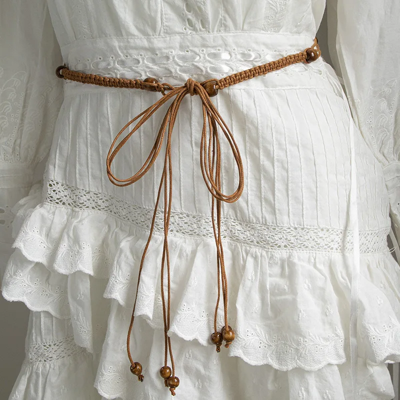 Bohemian style women's belt hand-woven beaded belt summer beach dress match