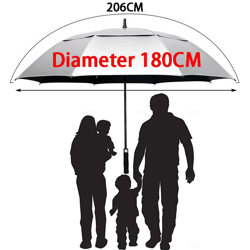 Lightweight Large Sized Umbrella Titanium Silver Double-layer Sunscreen Umbrellas Long Handle Household Windproof Rain Gear